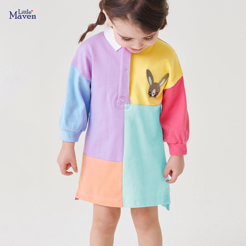 Đầm Vải Cotton Phong Cách Âu Mỹ Thời Trang Mùa Thu Cho Bé Gái