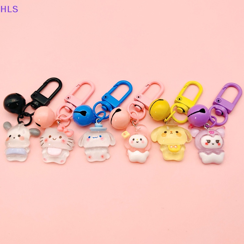 SANRIO Móc Khóa Hình Mèo Kitty / Chó Cinnamon / Cún Cinnamon / Kuromi Melody Có Chuông Dễ Thương