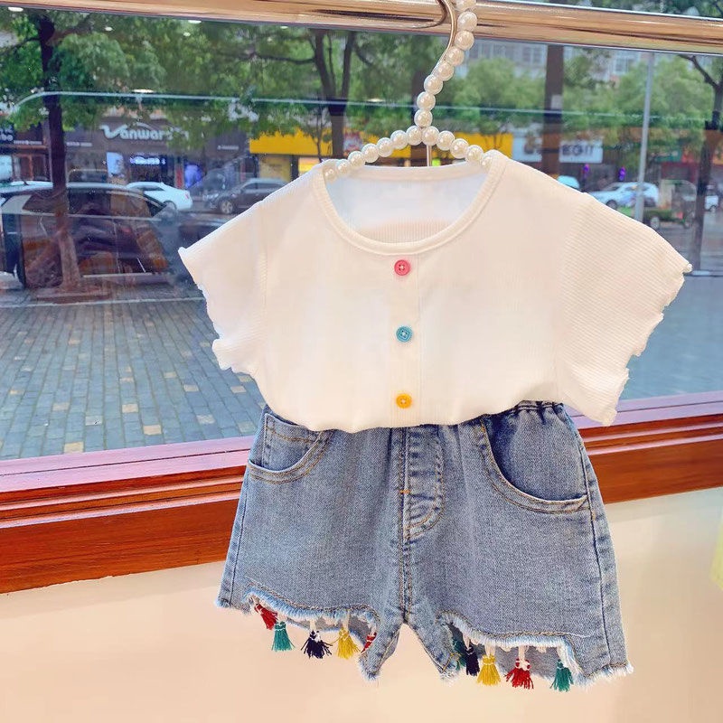 Áo Thun Cotton Tay Ngắn Cổ Tròn In Họa Tiết Hoạt Hình Nhiều Màu Sắc Thời Trang Mùa Hè Cho Bé Gái