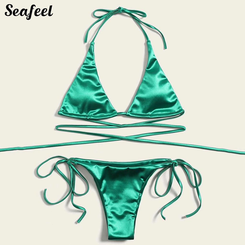 Bộ Bikini 2 Mảnh Có Mút Đệm Màu Sắc Thời Trang Mùa Hè Cho Nữ