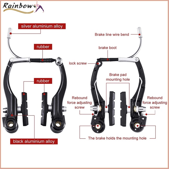 Bộ Kẹp Phanh Loại V Kèm Dây Cáp Phanh Dành Cho Xe Đạp Leo Núi