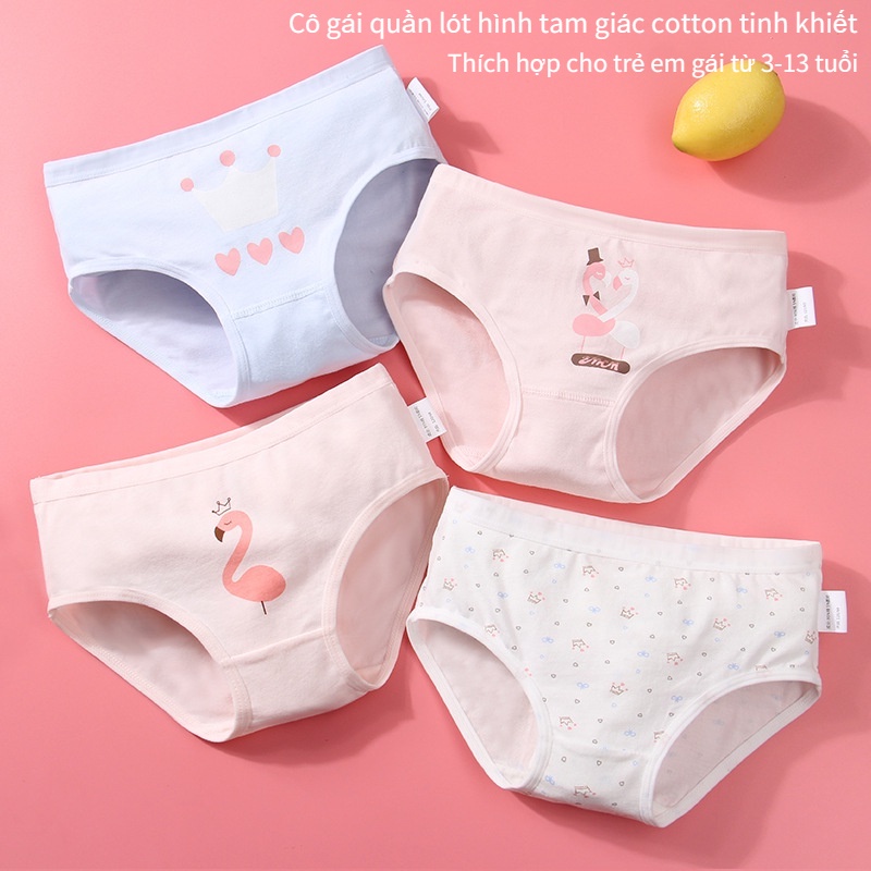 Quần Lót cotton Kẻ Sọc Thoáng Khí Không Kẹp Cho Bé Gái