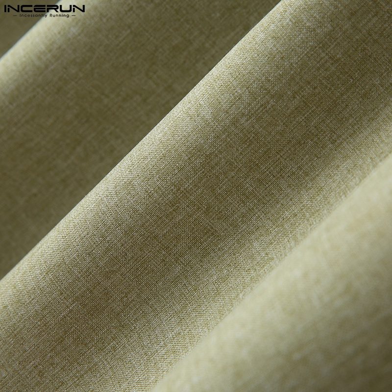 INCERUN Áo Sơ Mi Tay Ngắn Không Cổ In Họa Tiết Hoa Thời Trang Hàn Quốc Cho Nam