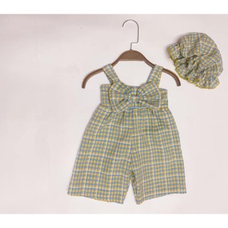 Bộ jum sọc caro xanh cho bé size 8-18kg
