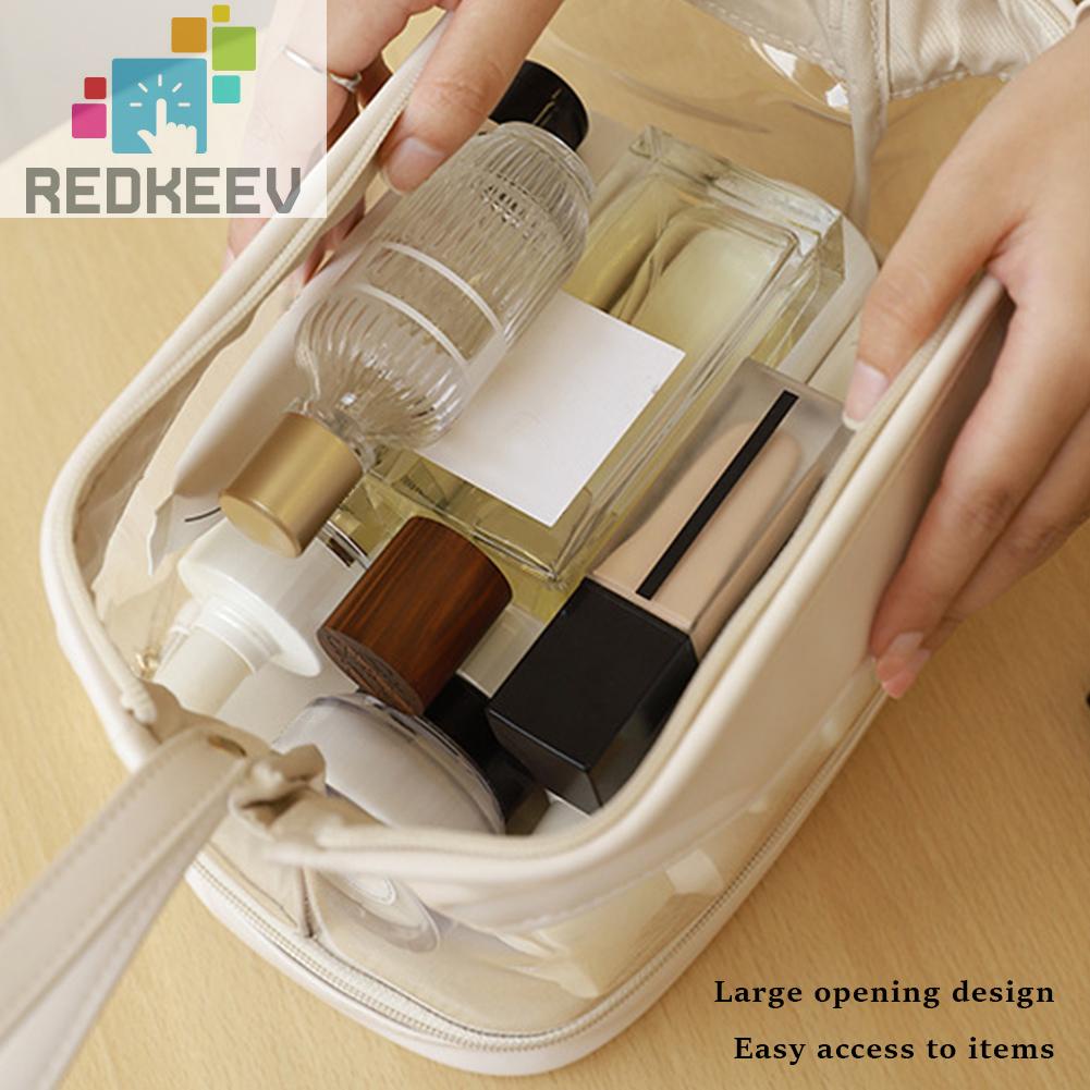 Túi Đựng Mỹ Phẩm Da PU Hai Lớp Đa Năng Có Khóa Kéo Cho Nữ