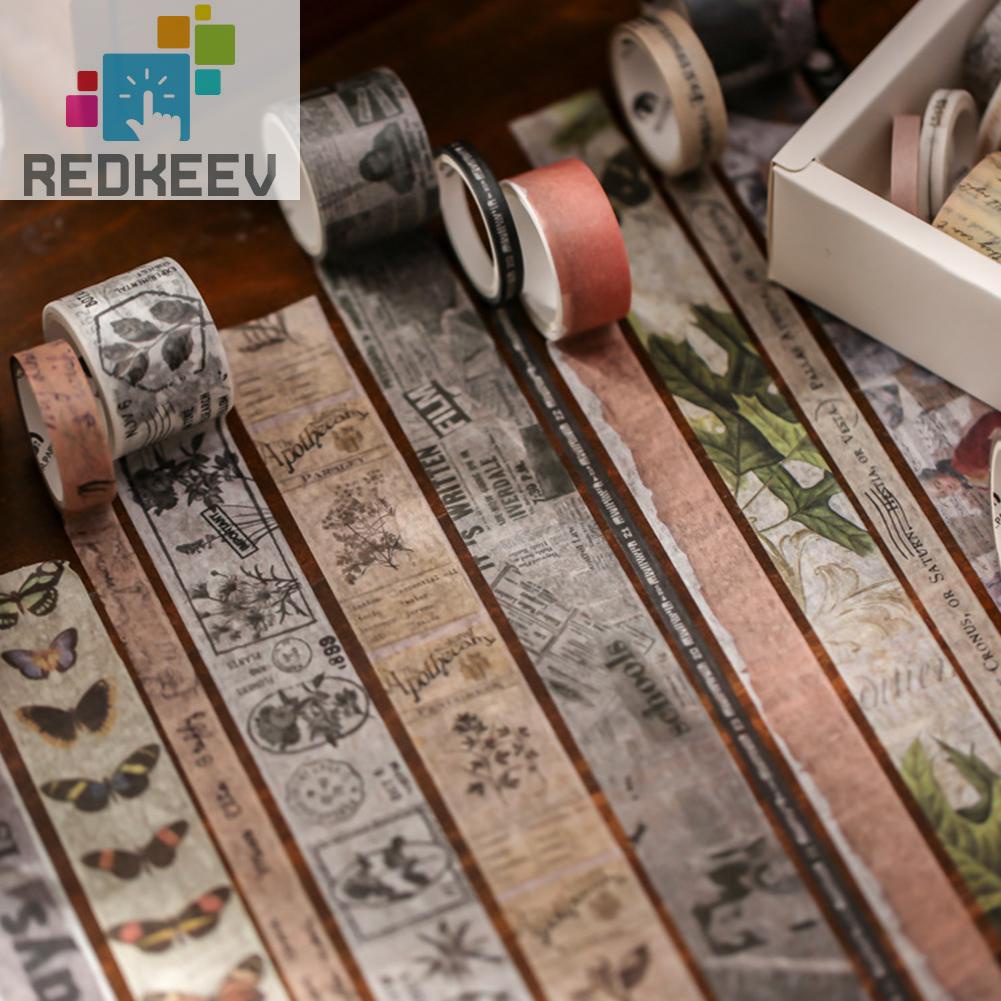 Bộ Băng Keo Dán Trang Trí Thủ Công Kiểu Vintage Dễ Thương