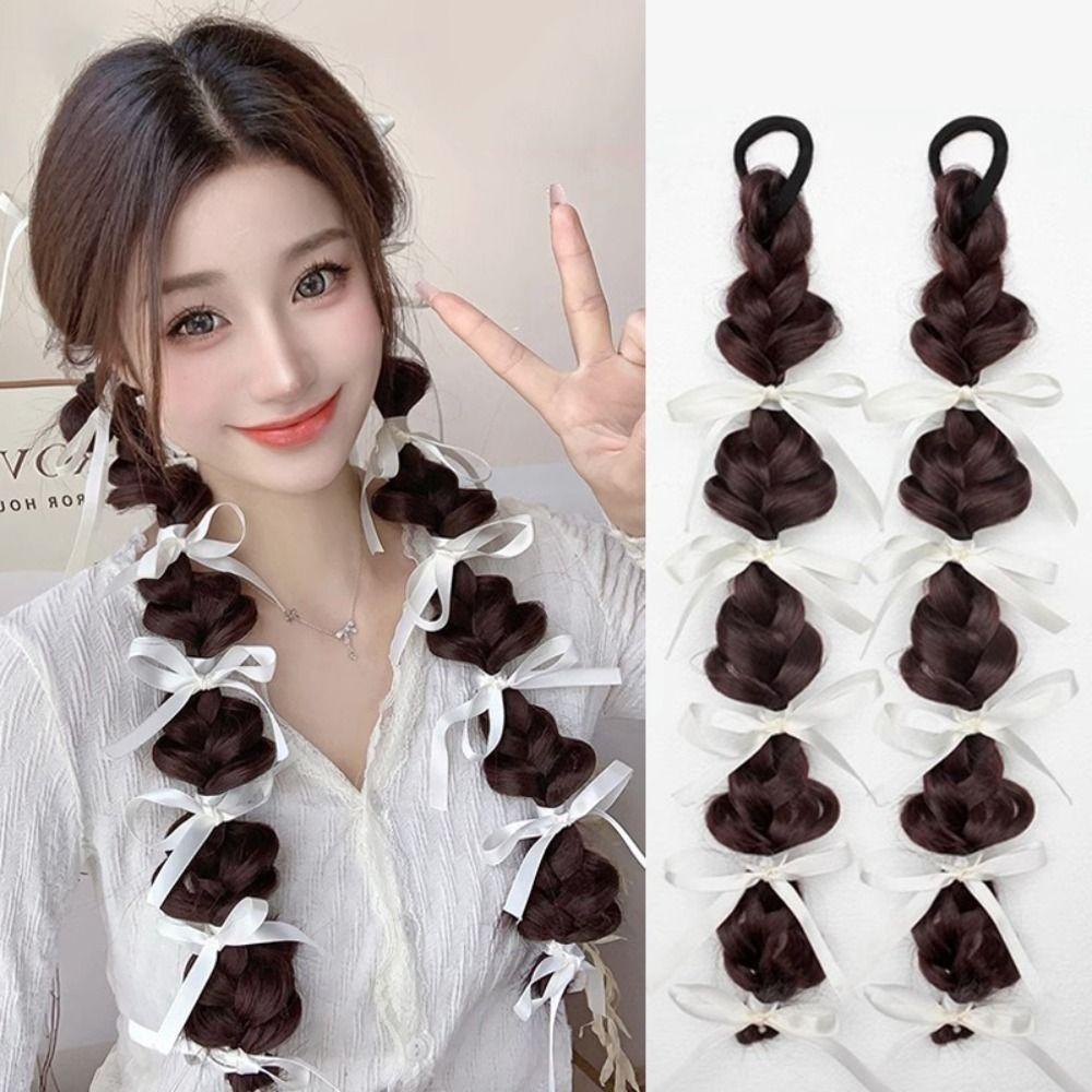 Tóc Giả Kiểu Thắt Bím Đuôi Ngựa Bằng Sợi Tổng Hợp Cách Nhiệt Phong Cách Hàn Quốc