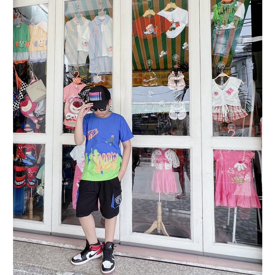 Bộ thun cotton in charm H&L cho bé trai