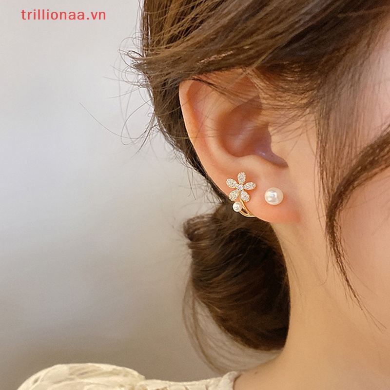 Bông Tai Hình Hoa Đính Ngọc Trai Giả Phong Cách Hàn Quốc Thanh Lịch Thời Trang Cho Nữ