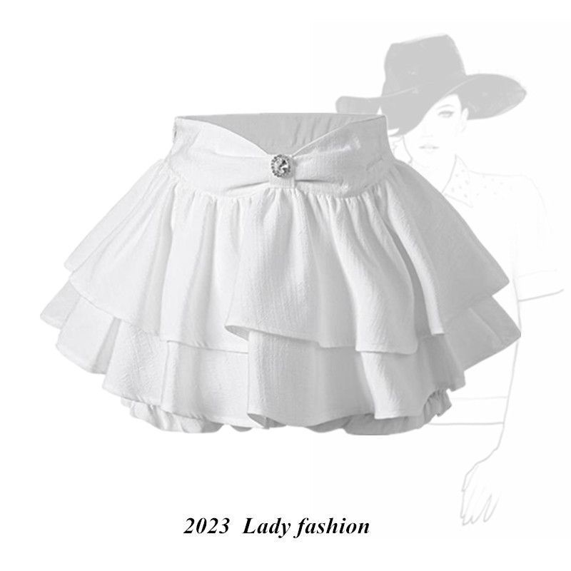 Chân Váy Denim Ngắn Diềm Xếp Nếp In Hoa Tinh Khiết Phong Cách Retro Thiết Kế Mới Cho Nữ