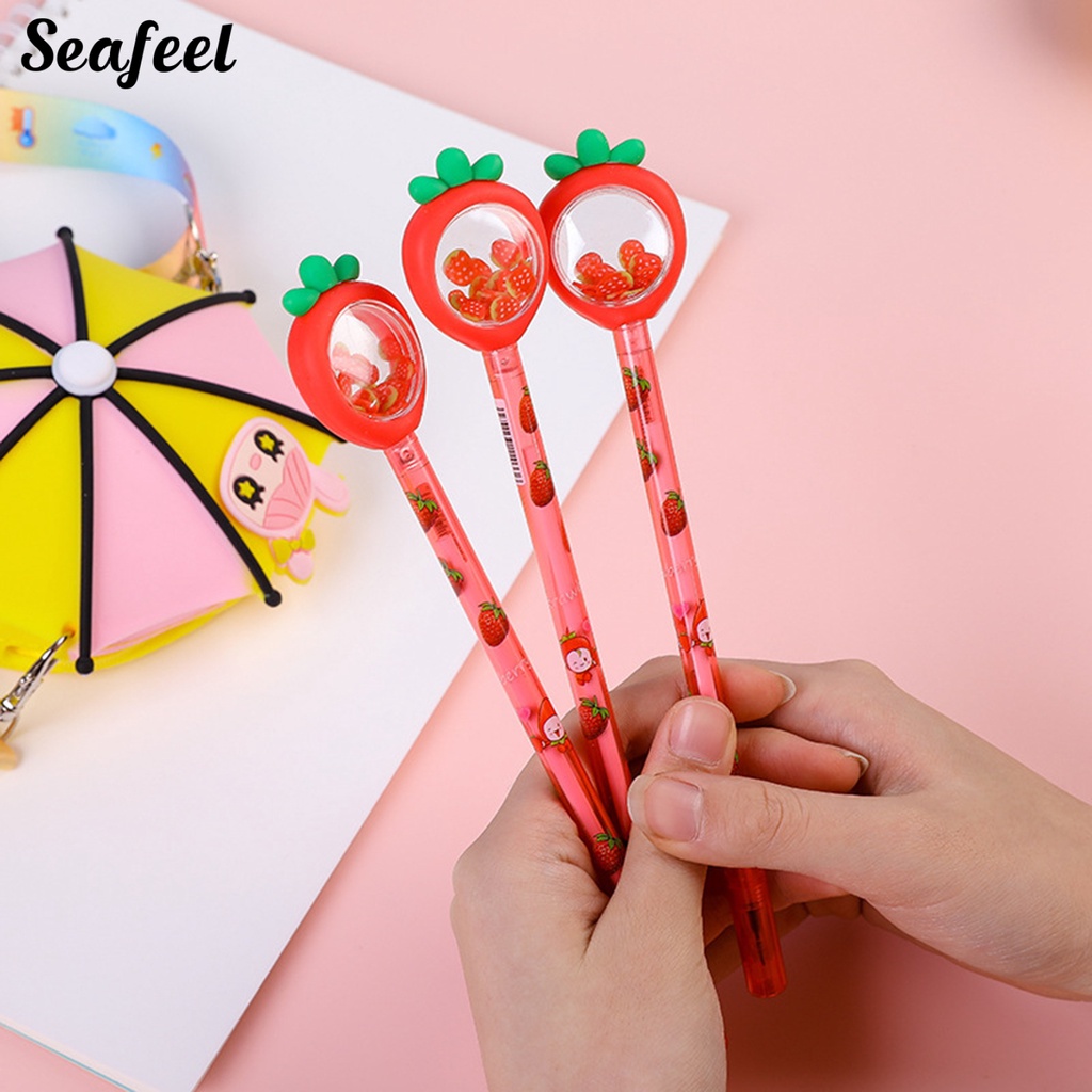 Set 2 Bút Mực Gel Hình Trái Cây 3D Có Nắp Đậy Tiện Dụng Chất Lượng Cao