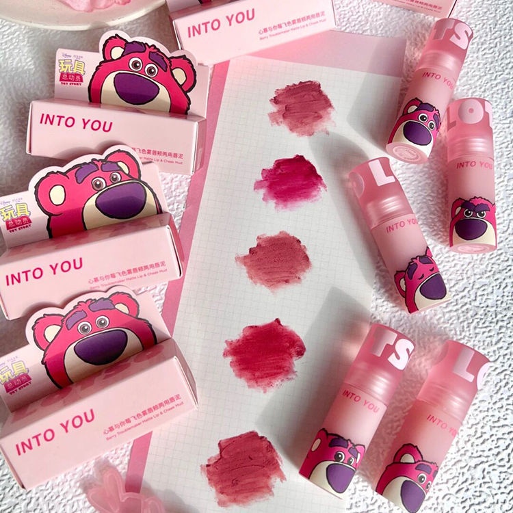 Son Môi Chất Lì Mềm Mượt Như Nhung Thiết Kế Vỏ Hình Gấu Dâu Tây Xinh Xắn