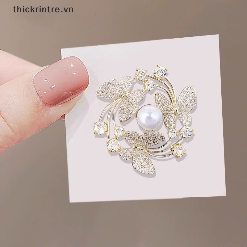 Ghim Cài Áo Hình Bướm Đính Ngọc Trai Nhân Tạo Thời Trang