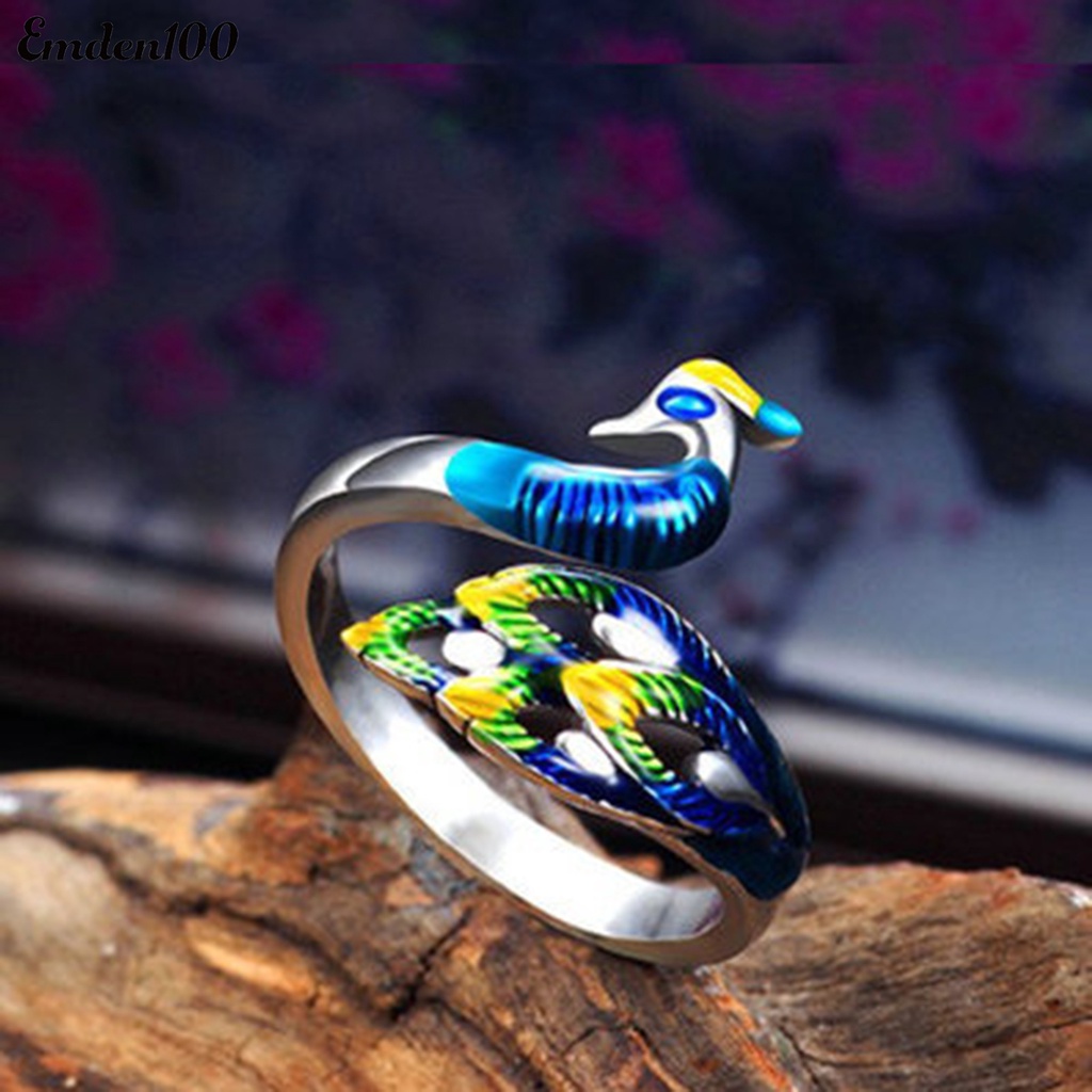 Vòng Tay Kèm Nhẫn Hình Chim Công Thời Trang