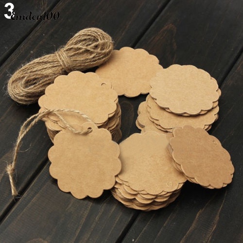 100 Tag Giấy Màu Nâu Vintage Trang Trí Tiệc
