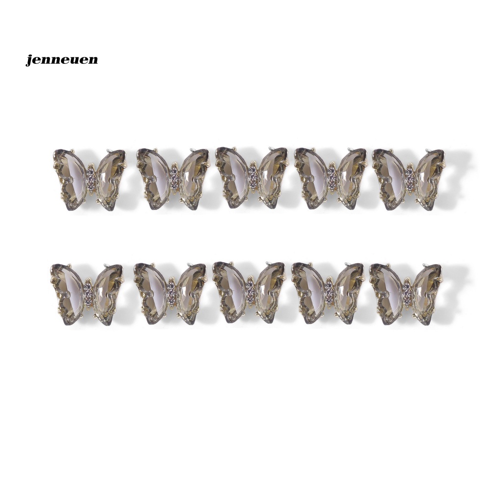 Set 10 Phụ Kiện Trang Trí Móng Tay Nghệ Thuật Hình Bướm Xinh Xắn