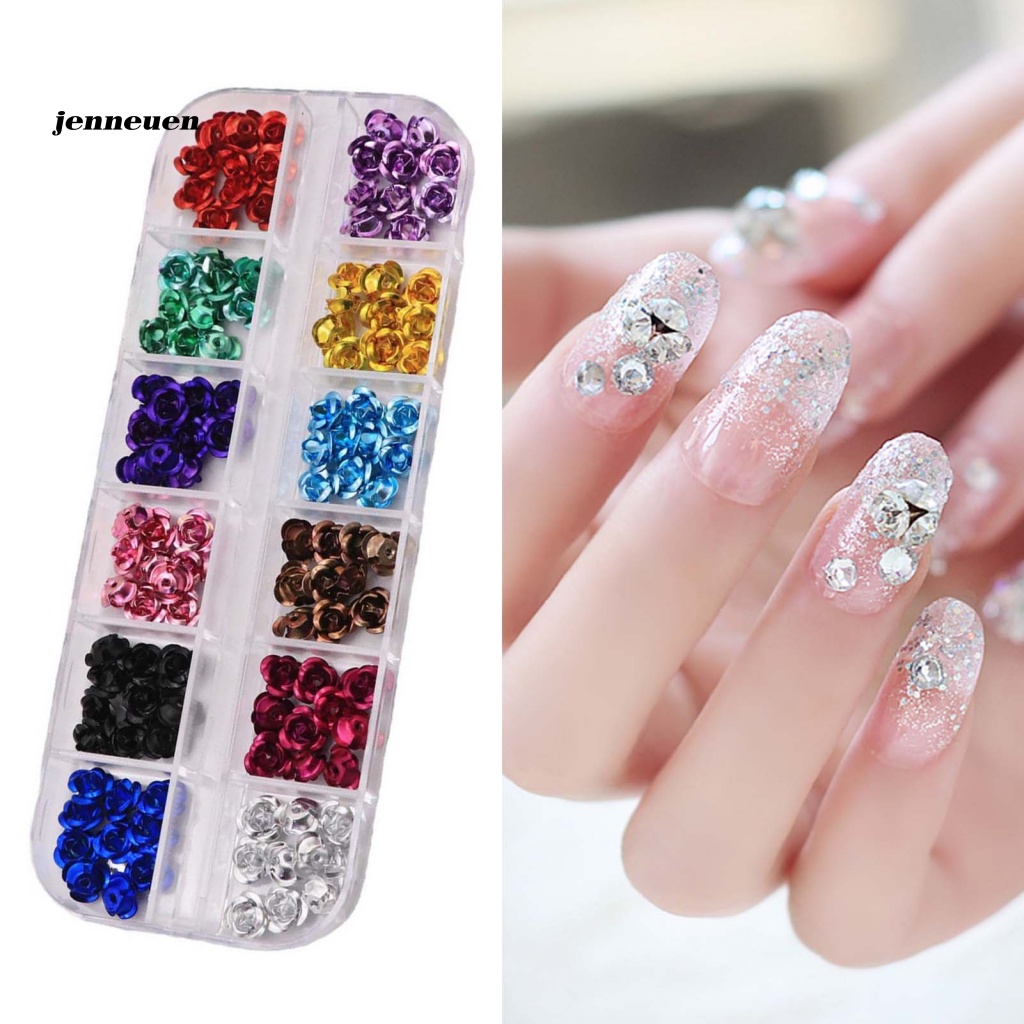 1 Hộp Đinh Tán Hình Hoa Hồng Sống Động Chống Oxy Hóa Trang Trí Móng Tay