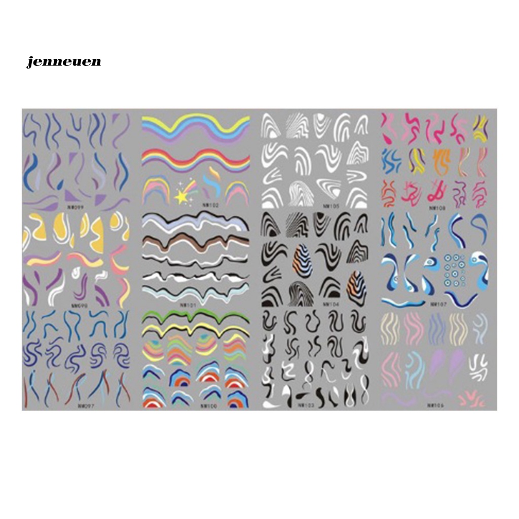 Set 12 Miếng Dán Móng Tay Bền Nhiều Màu Sắc Họa Tiết Trái Tim Kiểu Pháp Cho Salon