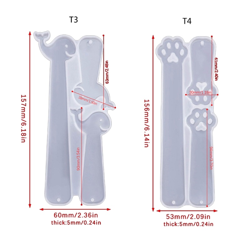 Nav handmade bookmark mặt dây chuyền khuôn nhựa hình chữ nhật mèo vuốt cá heo khuôn silicone khuôn đúc nhựa cho trang trí tự làm