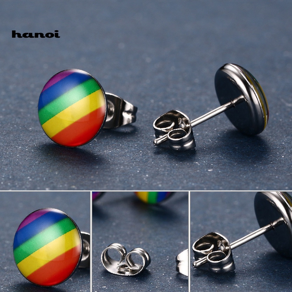 Khuyên Tai Tròn Màu Sắc Cầu Vồng Thời Trang Cá Tính Dành Cho Nữ