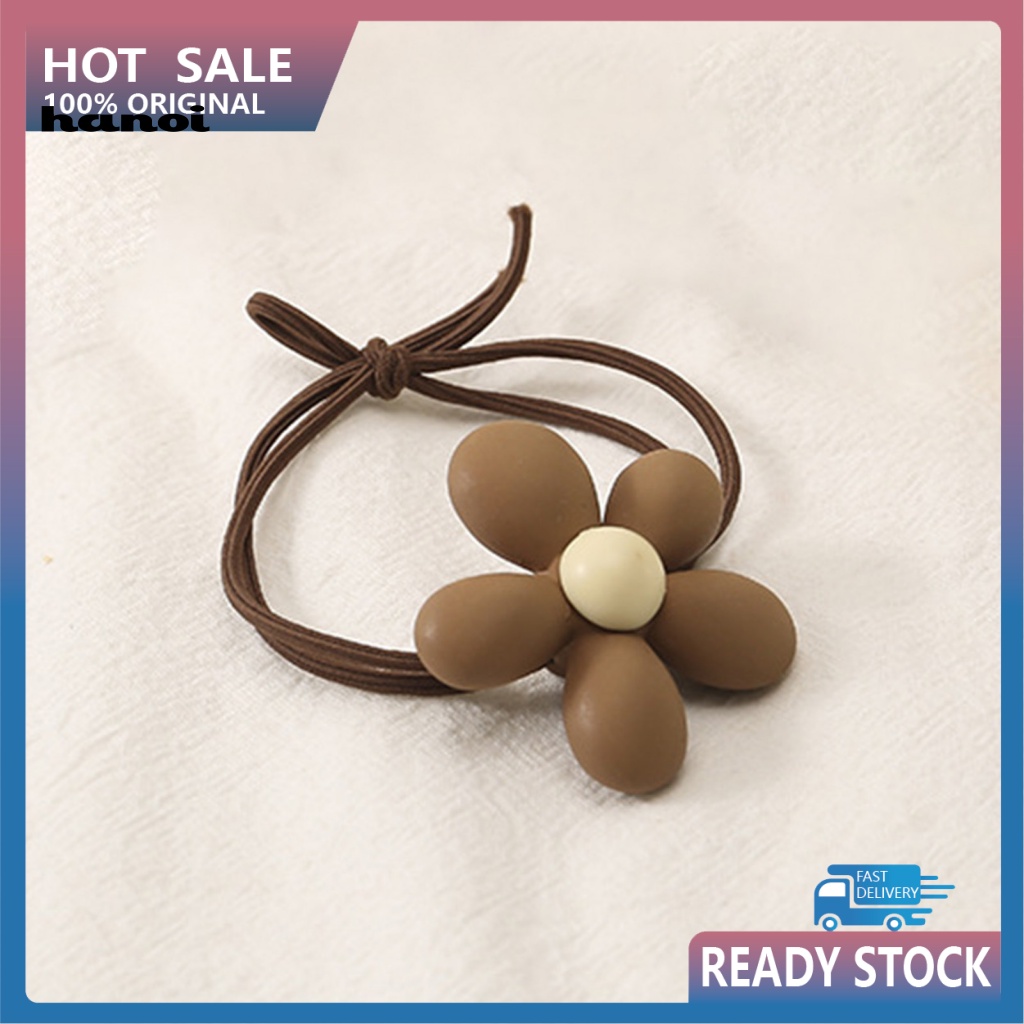 Dây Cột Tóc Co Giãn Mặt Nhám Đính Hoa Hoạt Hình Dễ Thương