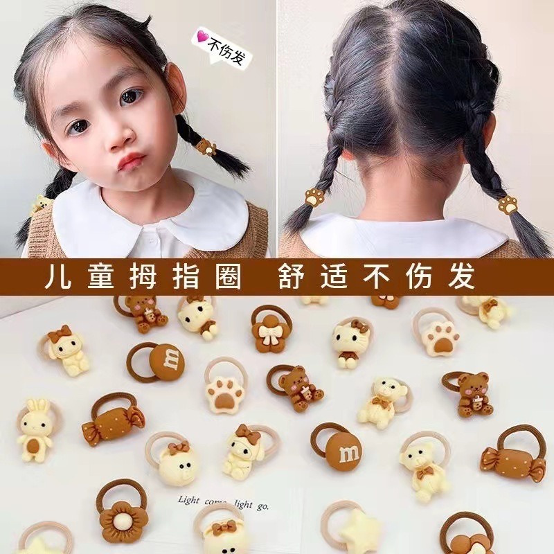 Set 40 Dây Buộc Tóc Bằng Da Không Làm Tổn Thương Tóc Cho Bé Gái