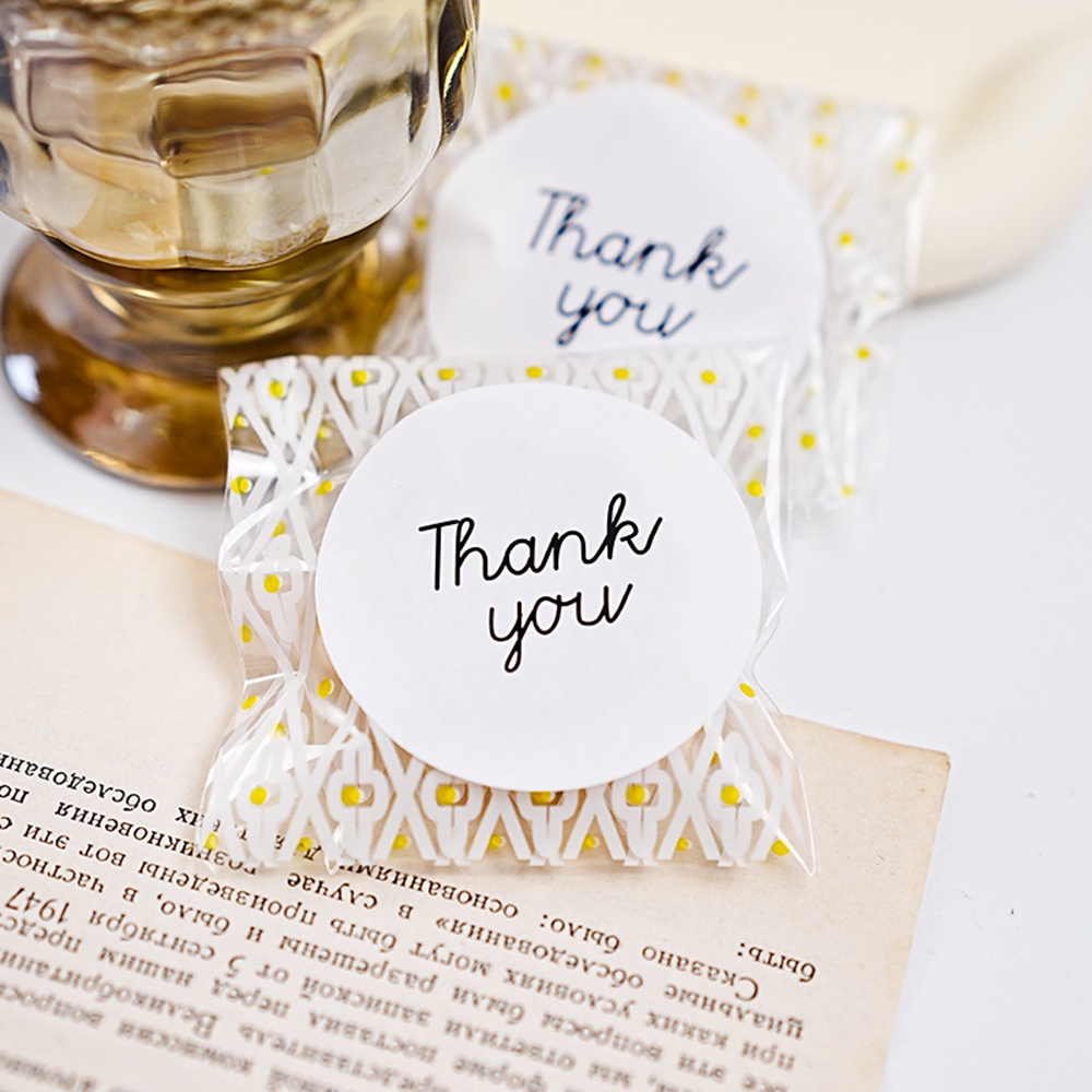 Set 10 Tờ / 60 Miếng Dán Hình Tròn / Vuông In Chữ Thank You Độc Đáo Trang Trí Hộp Quà