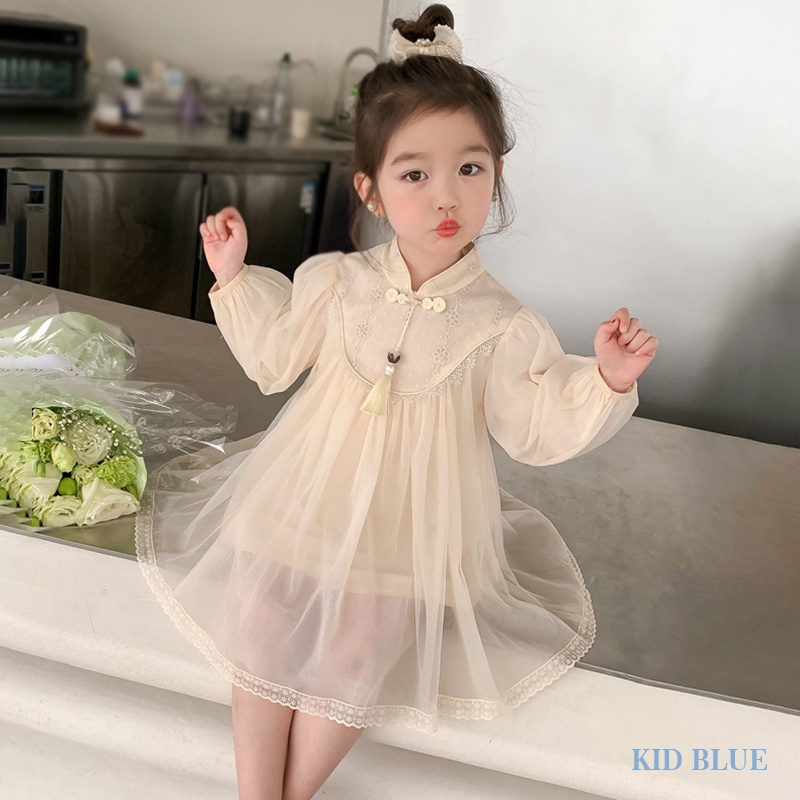Đầm Sườn Xám Thời Trang Xuân Thu Phong Cách Mới Cho Bé Gái