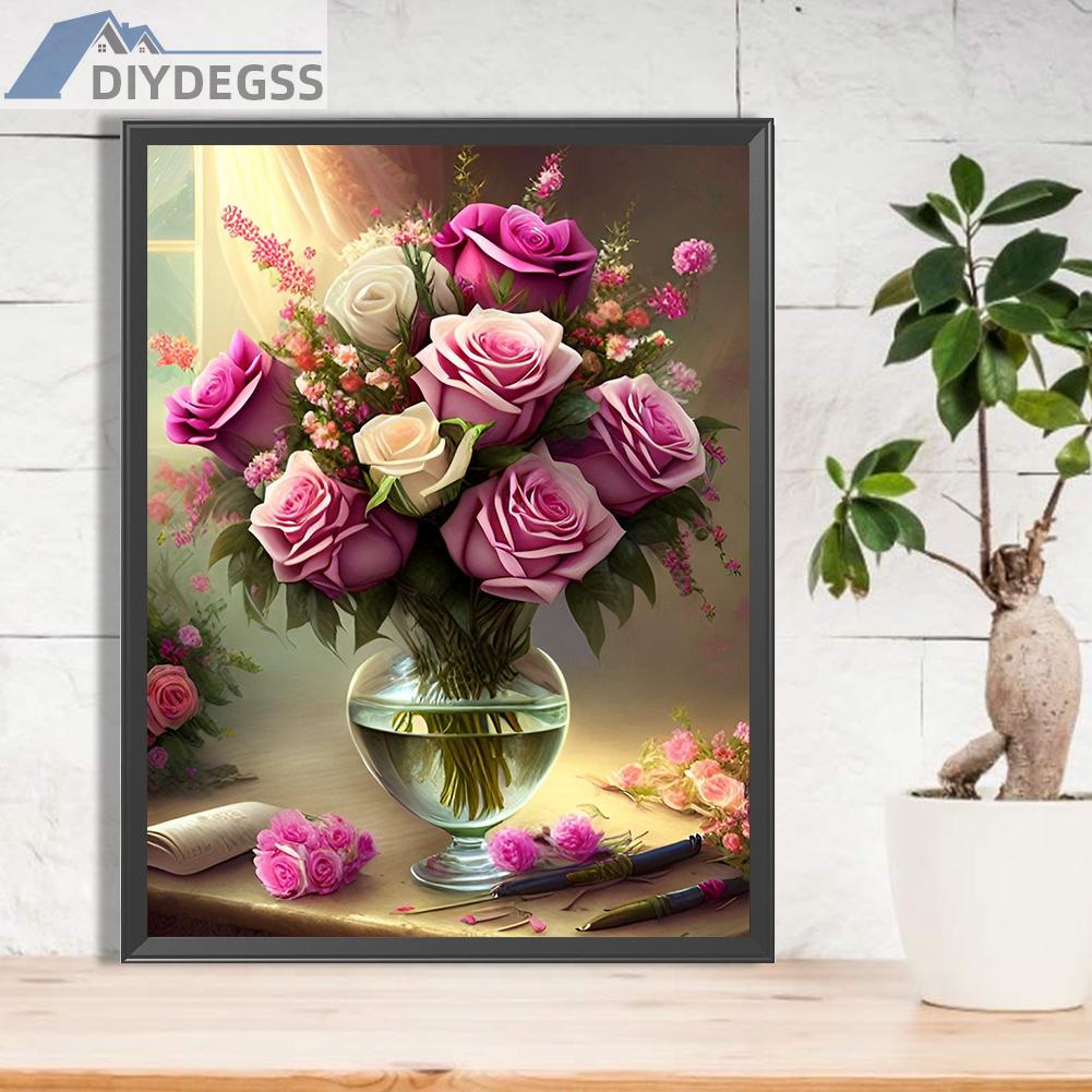 Tranh Đính Đá Kim Cương Toàn Bộ 5D DIY Hình Vẽ Hoa Hồng