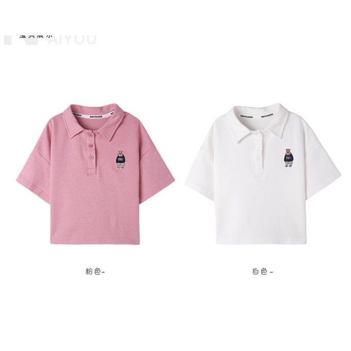 Áo Thun polo Tay Ngắn In Hình Gấu Nhỏ Thời Trang Mùa Xuân 2023 Phong Cách Mới Cho Bé Gái