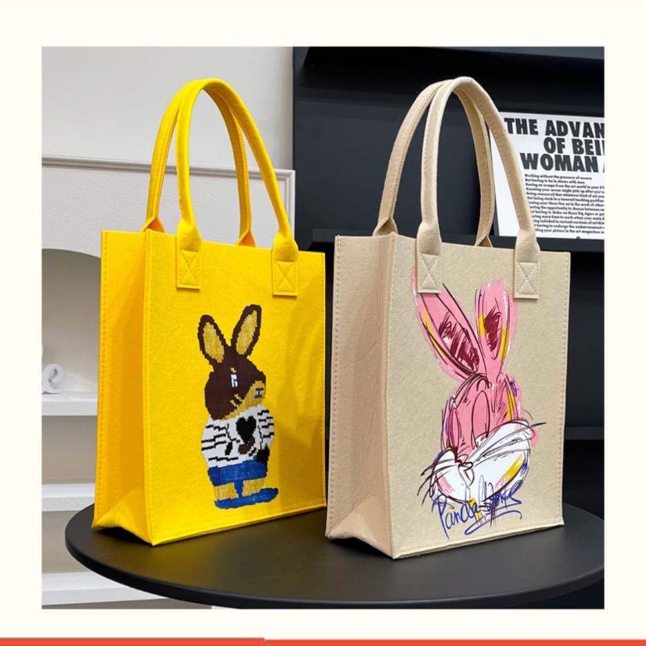 Túi xách - Túi Tote Vải Nỉ Kích Thước 30x26x10 Họa Tiết Gấu Dâu Lotso Hoạt Hình, Dùng Đi Học, Du Lịch