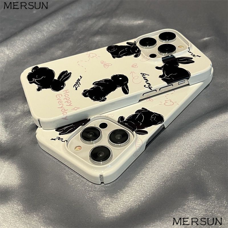 Ốp Điện Thoại Cứng Hình Thỏ Đen Âu Mỹ 9h8q Cho iphone1312 8pmax x11 14pro d3bm Sự Bảo Vệ