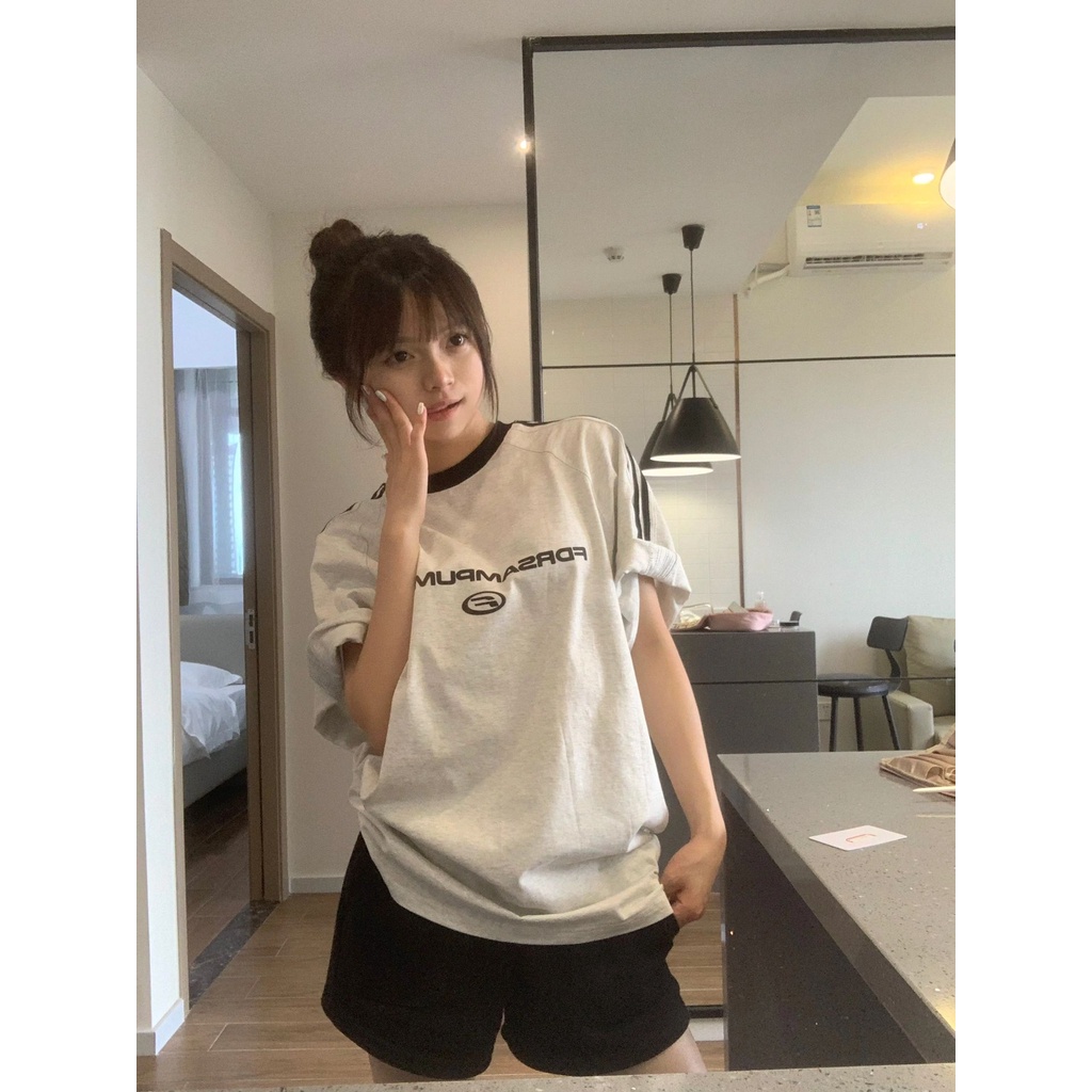 Áo Thun 100% Cotton Tay Ngắn Dáng Rộng Thời Trang Hàn Quốc Cho Nữ