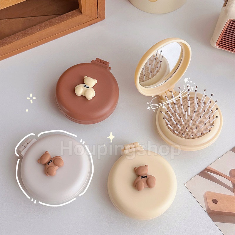 Lược Chải Tóc Mini Kèm Gương Dạng Gập Hình Hoạt Hình Dễ Thương Có Thể Gập Lại Cho Học Sinh Nữ