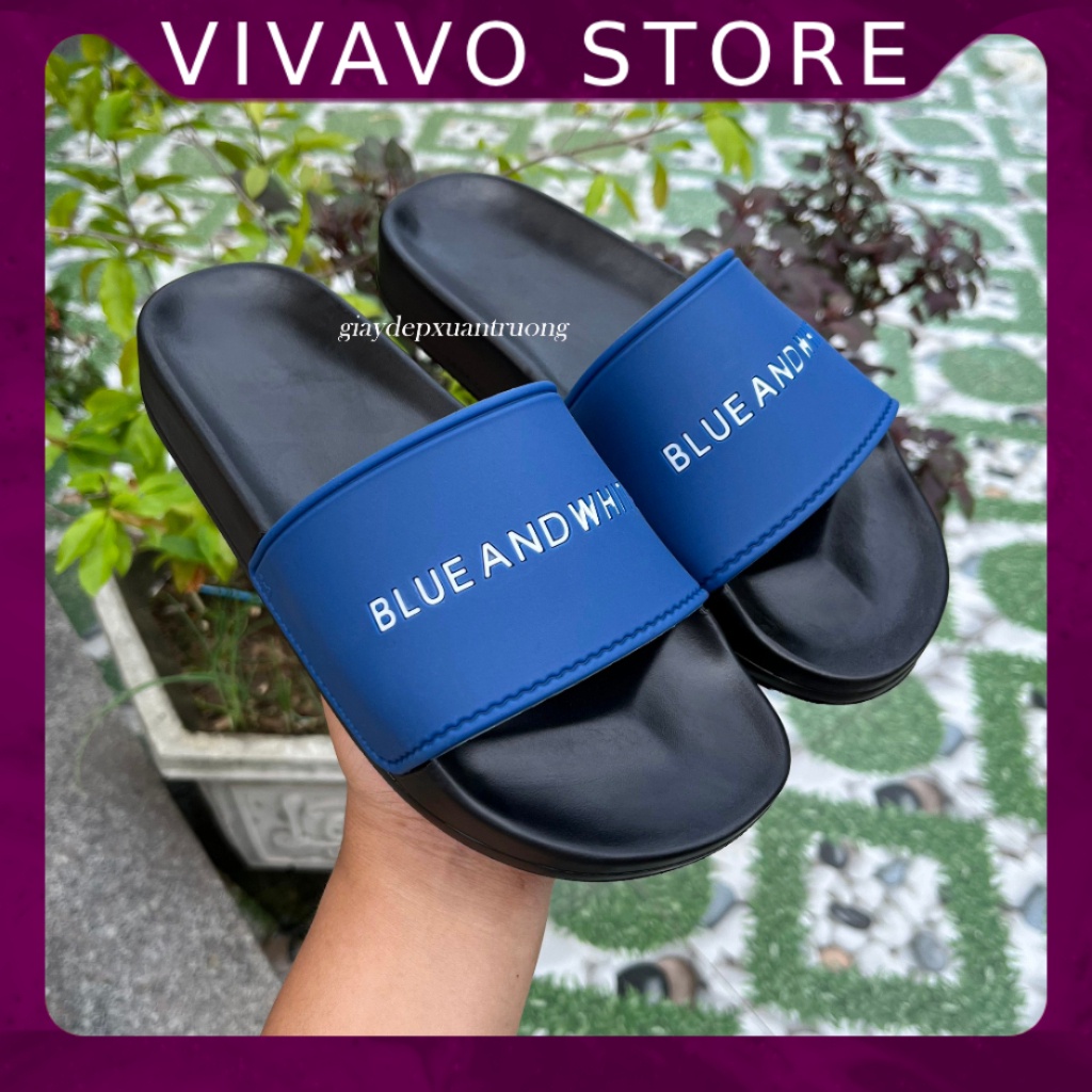 Dép ulzzang Nam Nữ phong cách Hàn Quốc - Dép Quai Ngang Blue And White - FREE SHIP