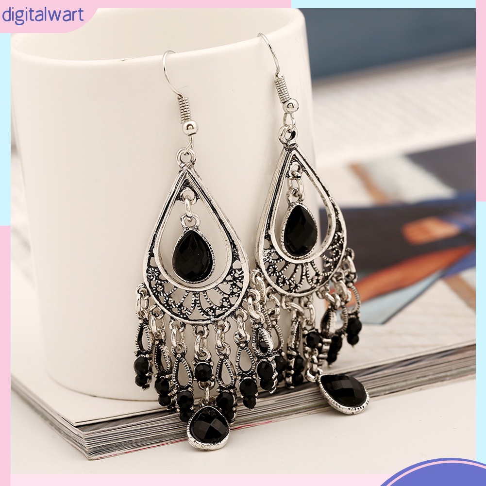 Đôi Bông Tai Dáng Dài Đính Đá Phong Cách Boho Thời Trang Cho Nữ