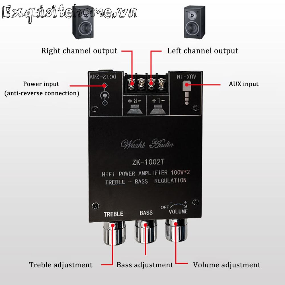 Bảng Mạch Khuếch Đại Âm Thanh ZK-1002T HIFI 2.0 Kênh 100Wx2 Chuyên Dụng