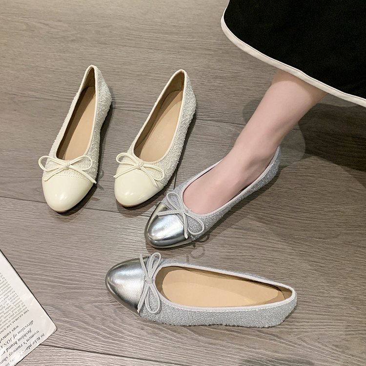 Giày Búp Bê Đế Bằng Mũi Tròn Đính Nơ Phong Cách Hàn Quốc Thời Trang Mùa Hè Hàng Mới 2023