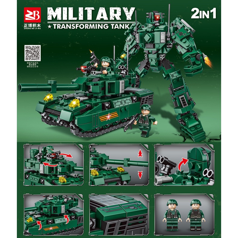Đồ Chơi Lắp Ráp Xe Tăng Quân Đội Biến Hình 2 Trong 1 WW2