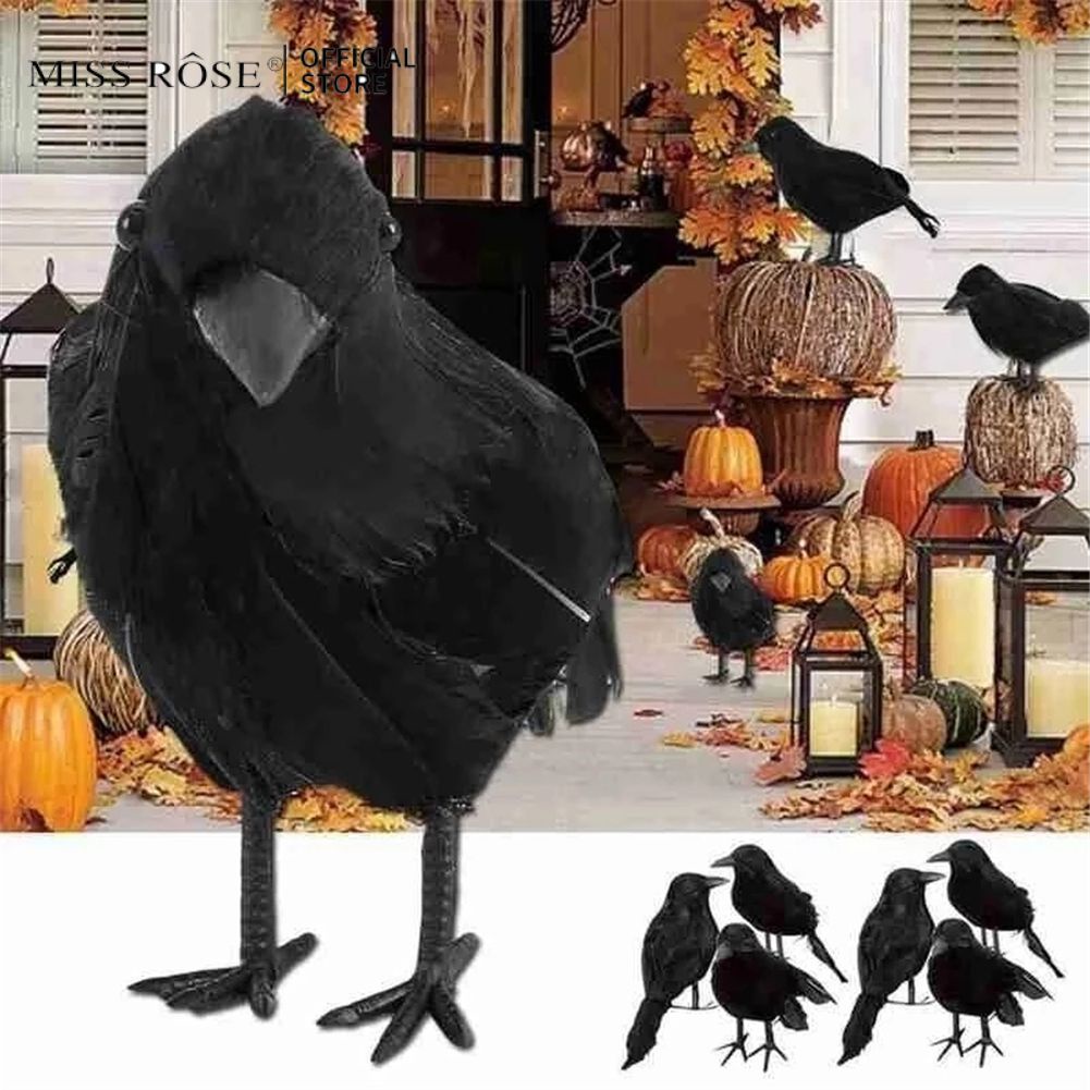 HOT! Halloween Quạ Đen Mô Hình Mô Phỏng Chim Giả Động Vật Đồ Đáng Sợ Cho Bữa Tiệc Halloween Trang Trí Nhà Kinh Dị Đạo Cụ