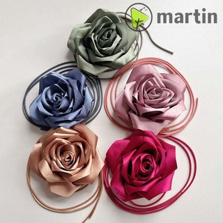 1 vòng cổ choker dây xích bằng satin hình hoa hồng cổ điển cho nữ