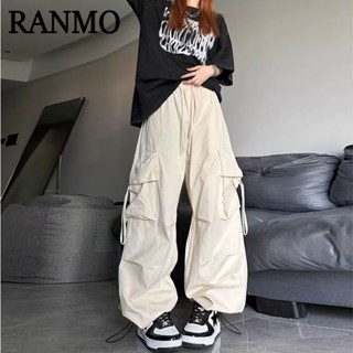 RANMO quần nữ đùi quần ống rộng quần túi hộp A93L6YA 