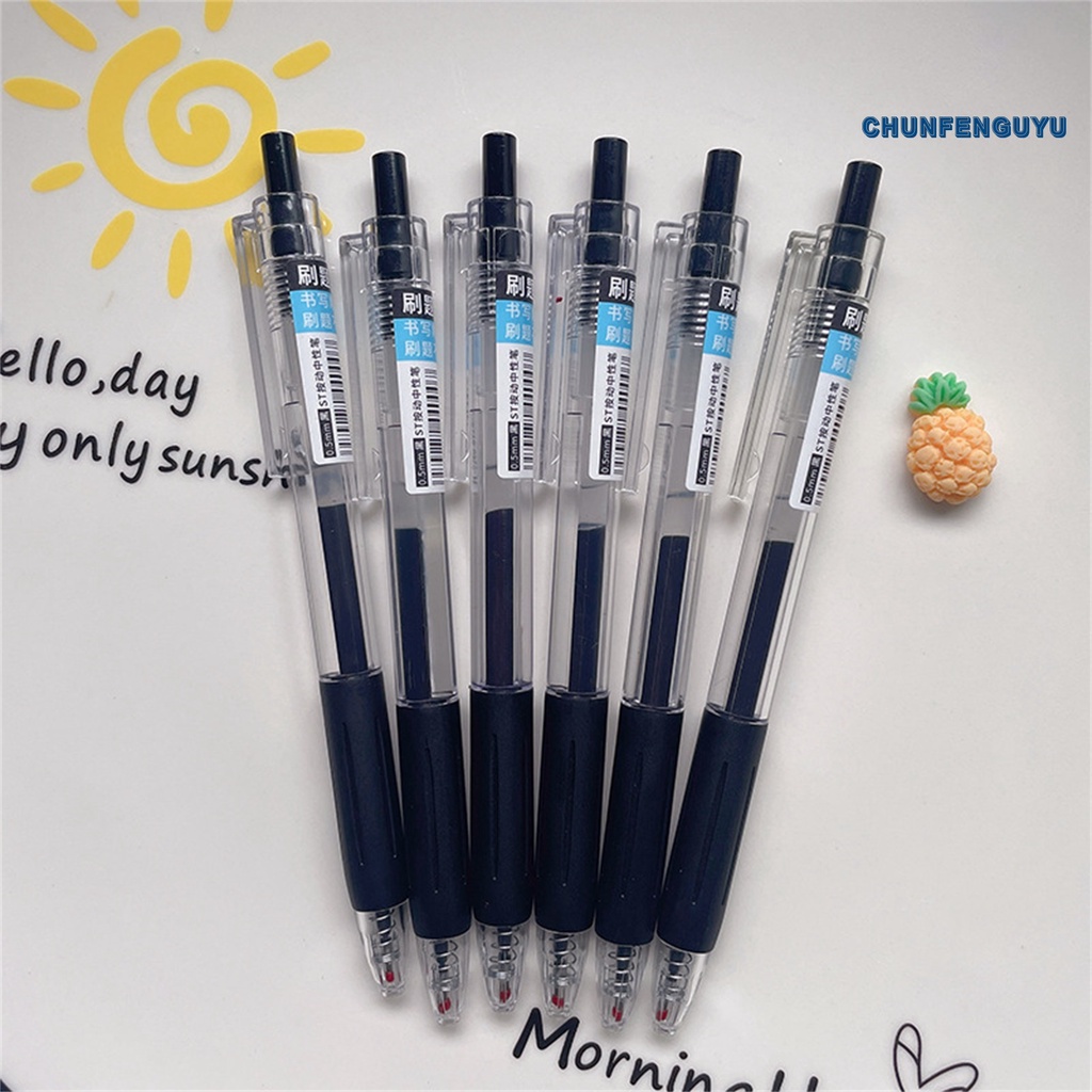 Set 6 Bút Mực Gel Màu Đen Ngòi 0.5mm Nhanh Khô Tiện Dụng Cho Văn Phòng / Trường Học