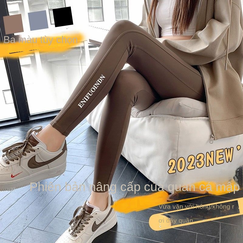 Quần Legging Lưng Cao Ôm Dáng Co Giãn Tốt In Hình Cá Mập Xinh Xắn Cho Nữ