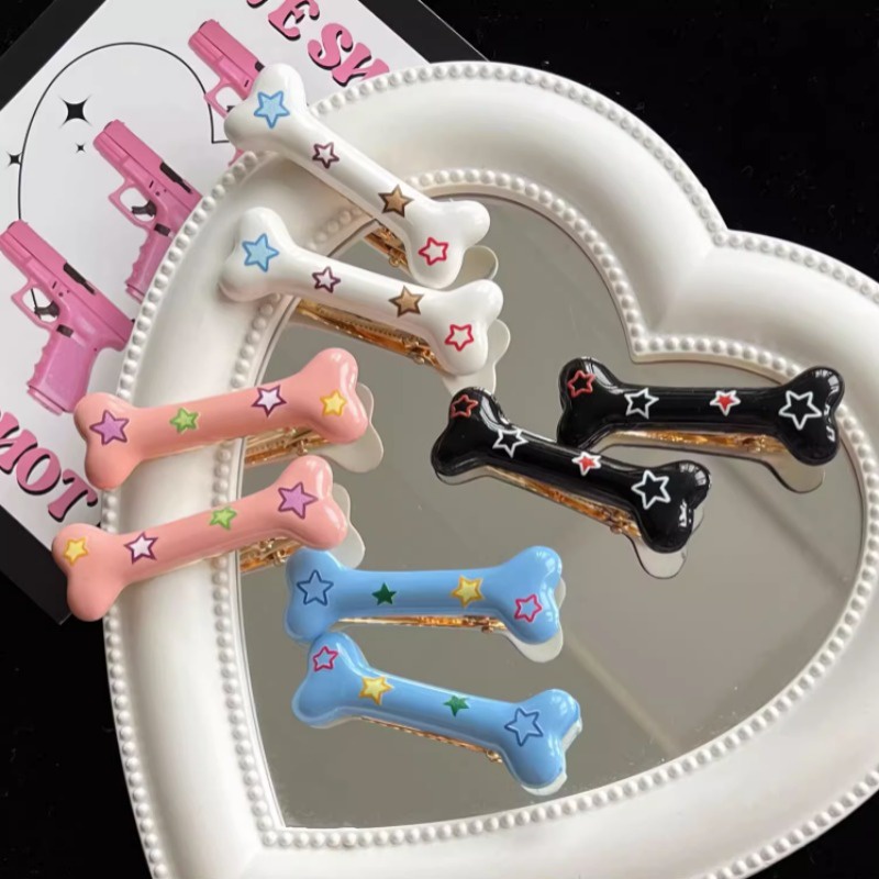 1 Kẹp Tóc Hình Xương Chó / Ngôi Sao / Xương Chó We Flower / Ngôi Sao Thời Trang Cho Nữ Y2K