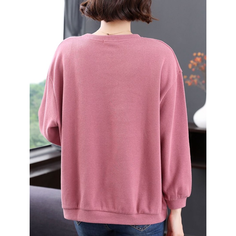 Áo Thun Nữ Dài Tay / Phong Cách Mới / Phong Cách Mùa Thu / Giản Dị / Rộng / Size Lớn / Trung Niên / Áo Thun
