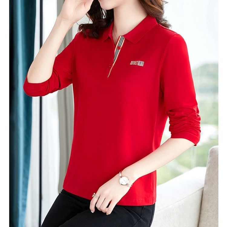 Áo Thun polo Tay Dài Kích Thước Lớn Thời Trang Mùa Thu Cho Nữ