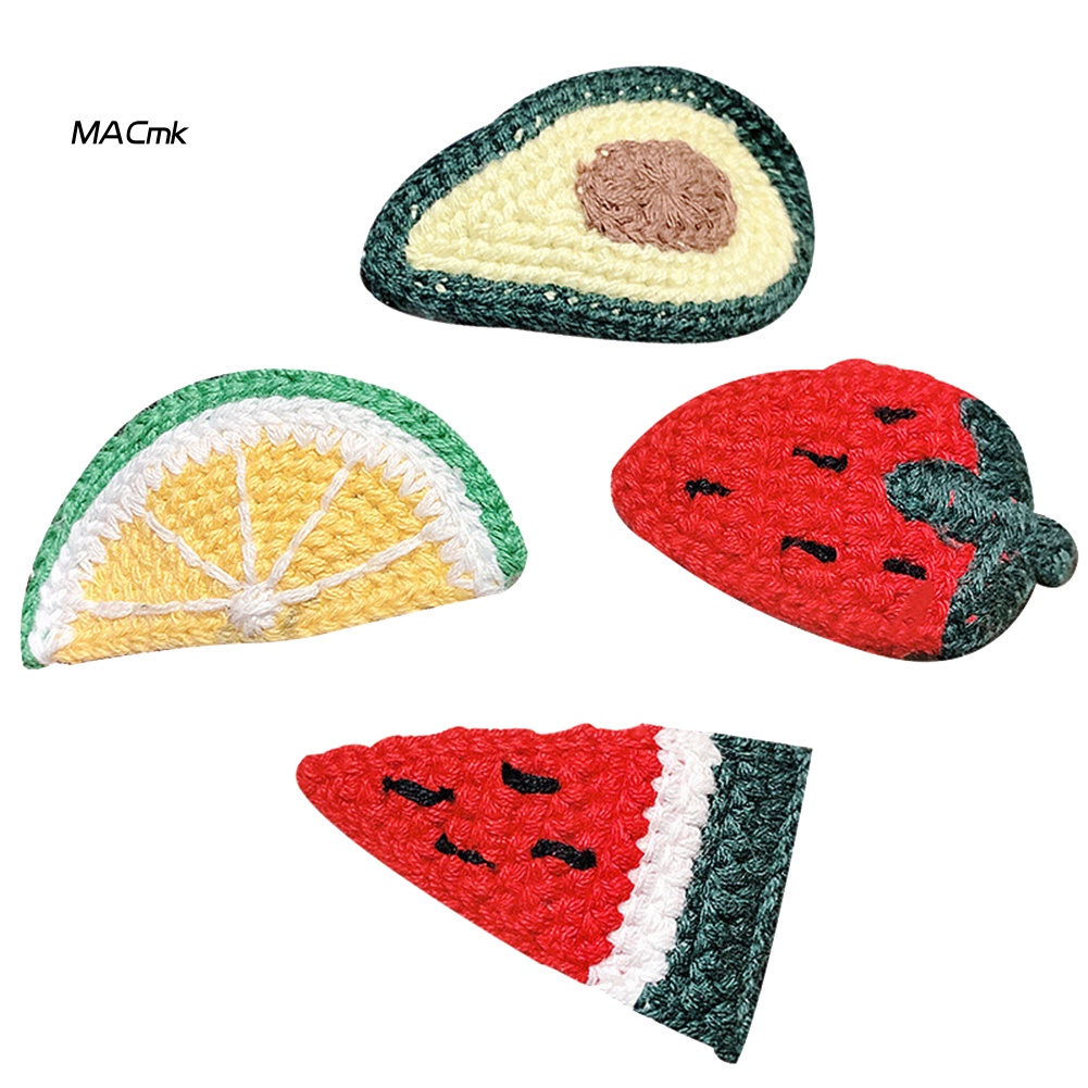 Kẹp Tóc Mái Bằng Len Móc Hình Trái Cây Mùa Đông Dâu Dưa Hấu