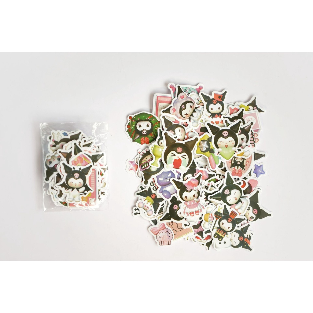 Bộ 100 Miếng Dán Hình kuromi 3d Dễ Thương Chống Nước Trang Trí Điện Thoại / Laptop / Bình Nước Cho Bé