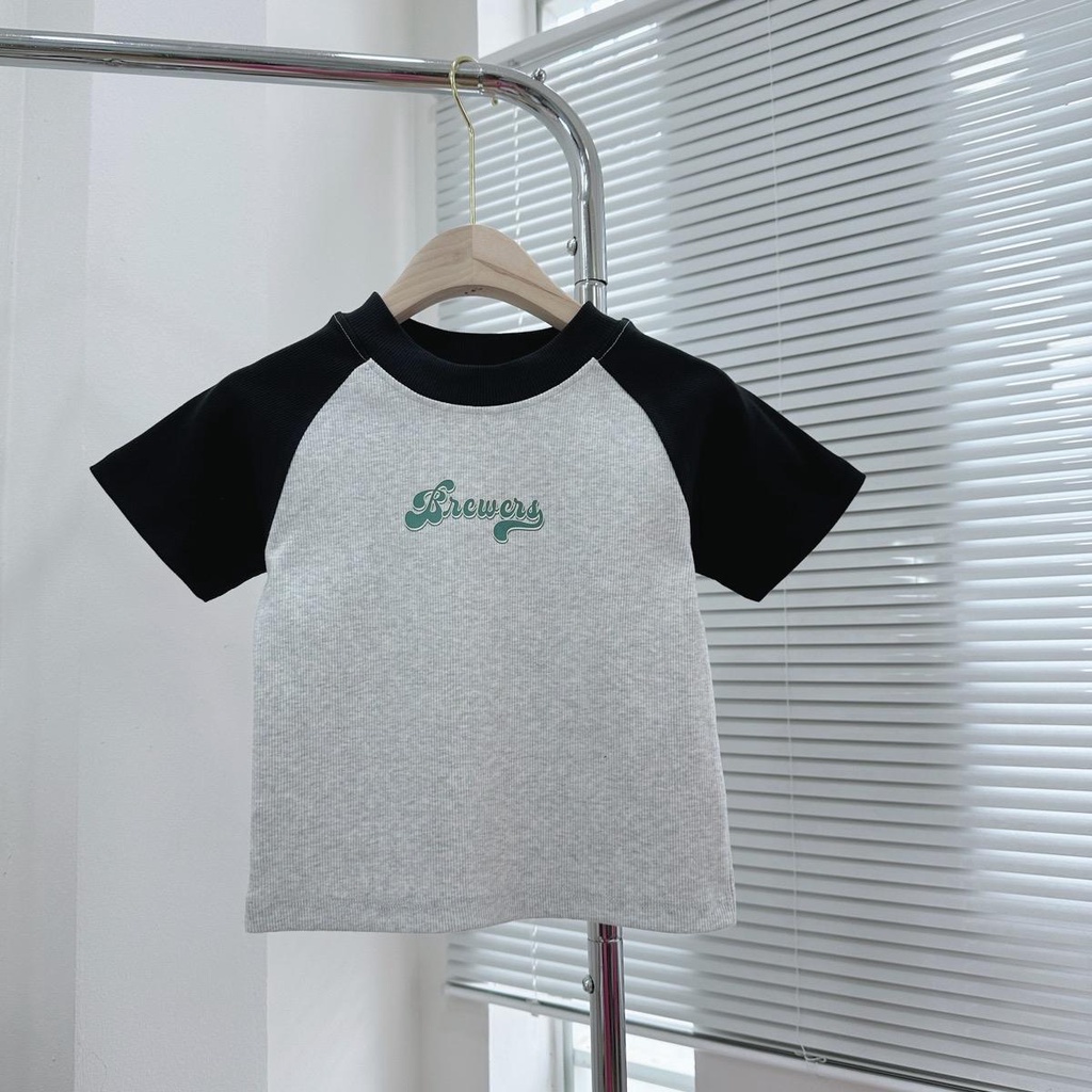 Áo croptop nữ form ôm phối màu xám tay đen chất thun gân